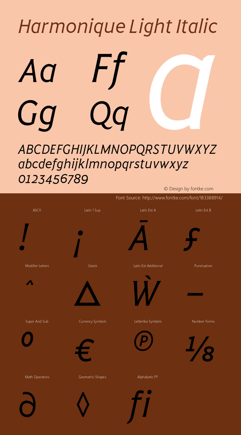 Harmonique Light Italic Version 1.000;FEAKit 1.0图片样张