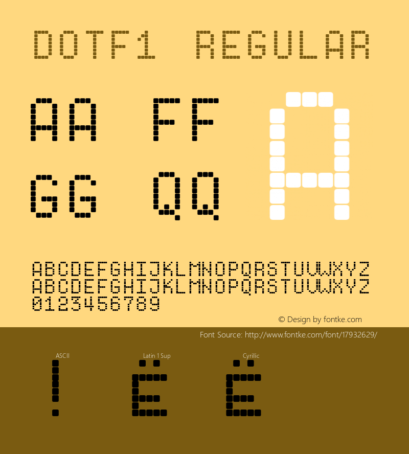 Dotf1 Regular Version 1.0; 2000; initial release Font Sample