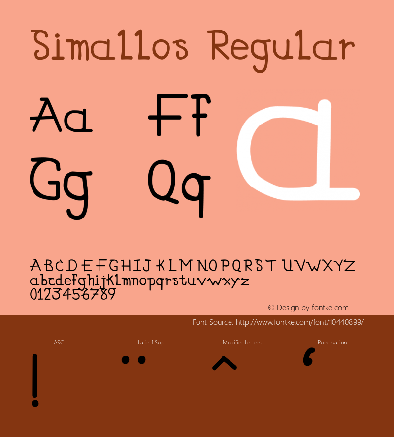 Simallos Regular Version 1.000 2012 initial release Font Sample