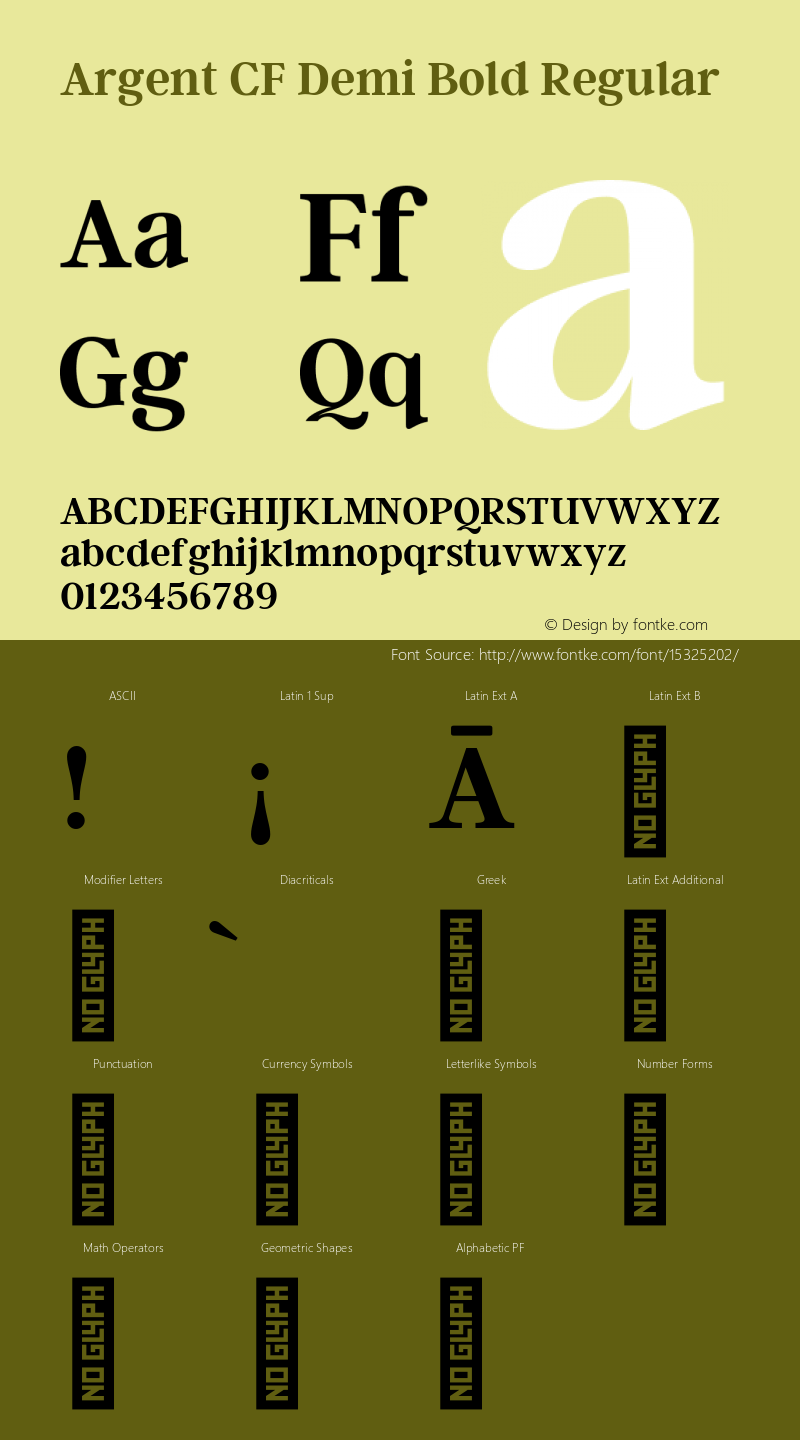 Argent CF Demi Bold Regular Version 1.000 Font Sample