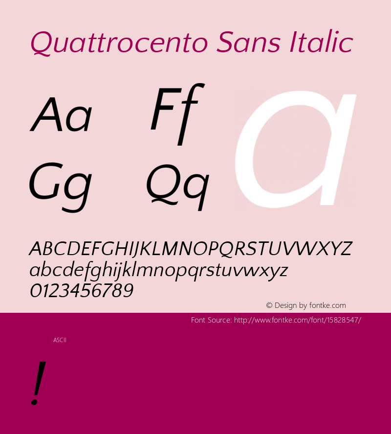 Quattrocento Sans Italic Version 2.000; ttfautohint (v1.4.1) Font Sample