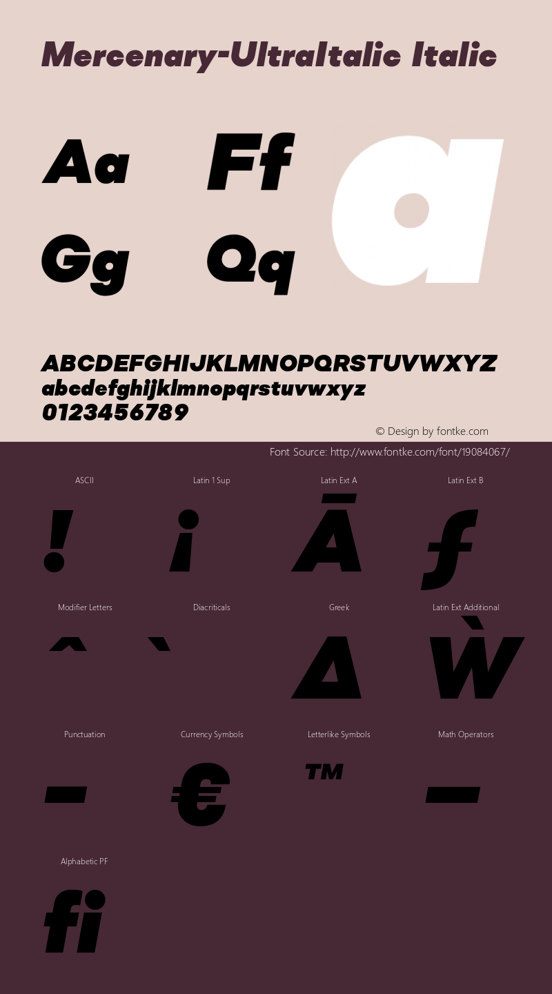 Mercenary-UltraItalic Italic Version 1.000;PS 001.000;hotconv 1.0.88;makeotf.lib2.5.64775 Font Sample