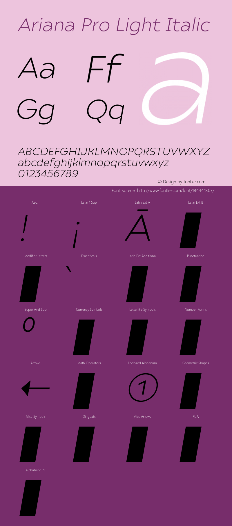 ArianaPro-LightItalic Version 1.000;PS 001.000;hotconv 1.0.88;makeotf.lib2.5.64775图片样张