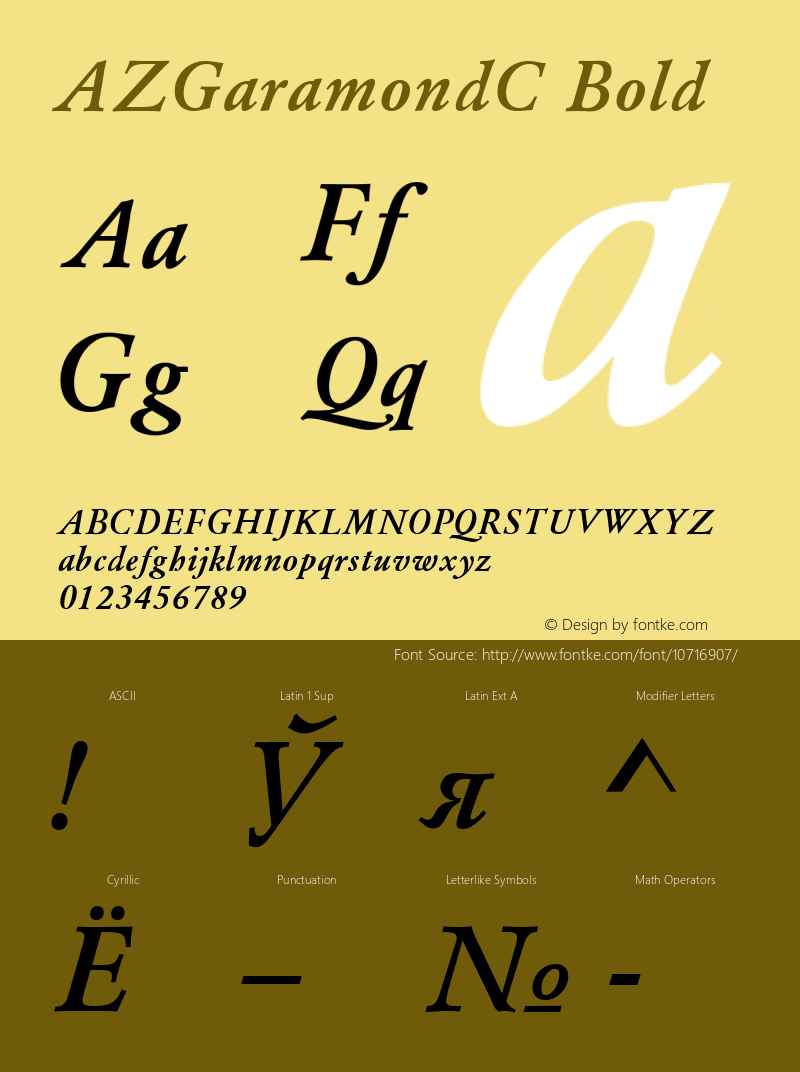 AZGaramondC Bold 001.010 Font Sample