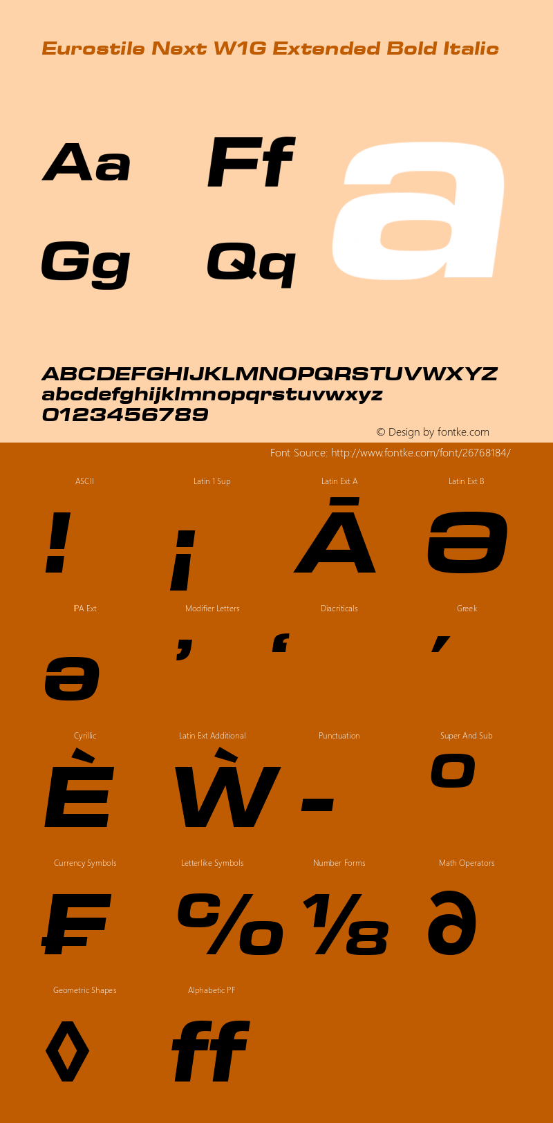 Eurostile Next W1G Ext Bold It Version 1.00 Font Sample