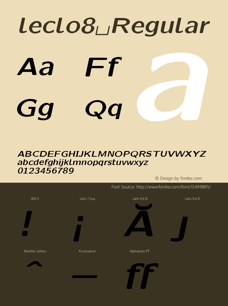 leclo8 Regular Version 001.001 Font Sample