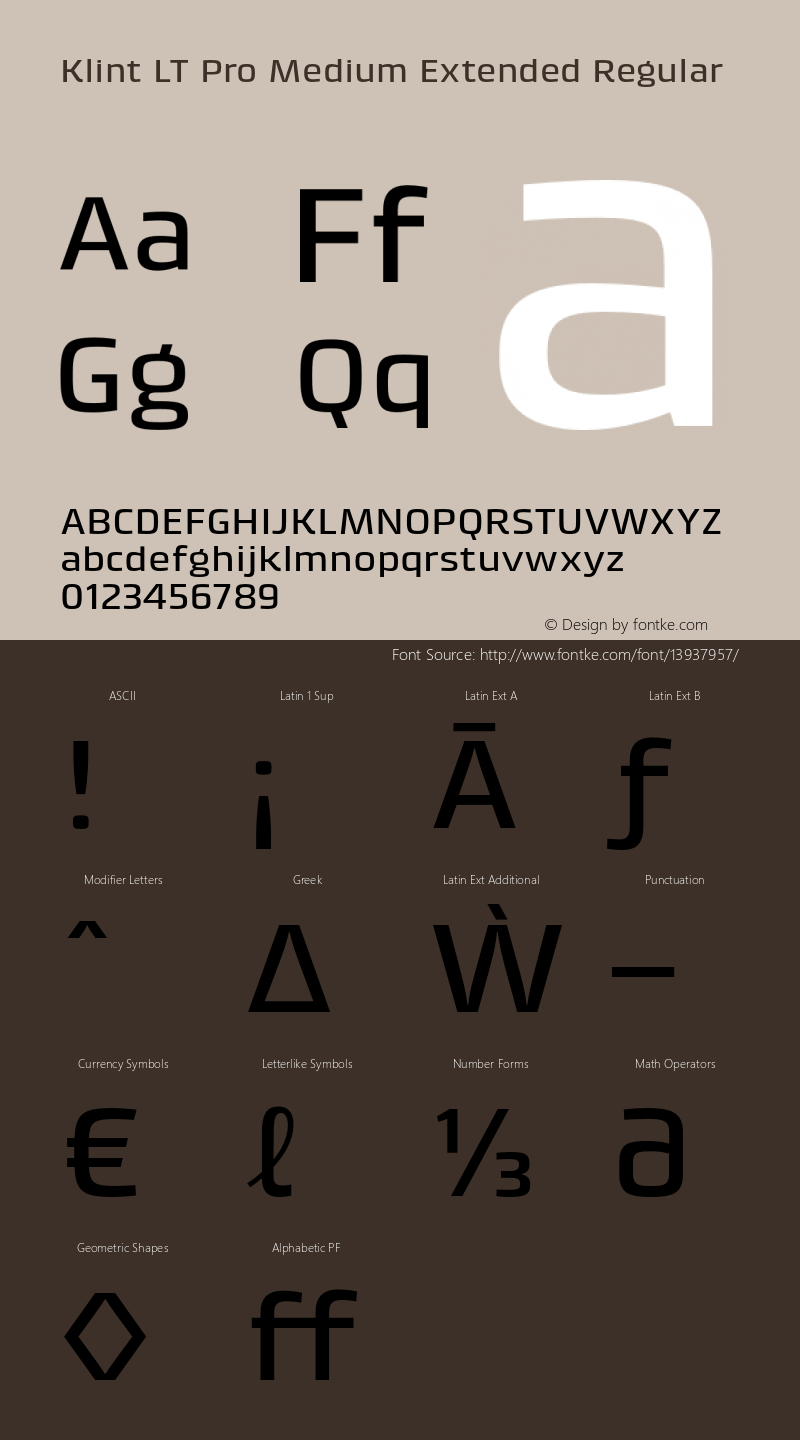 Klint LT Pro Medium Extended Regular Version 1.00 Font Sample