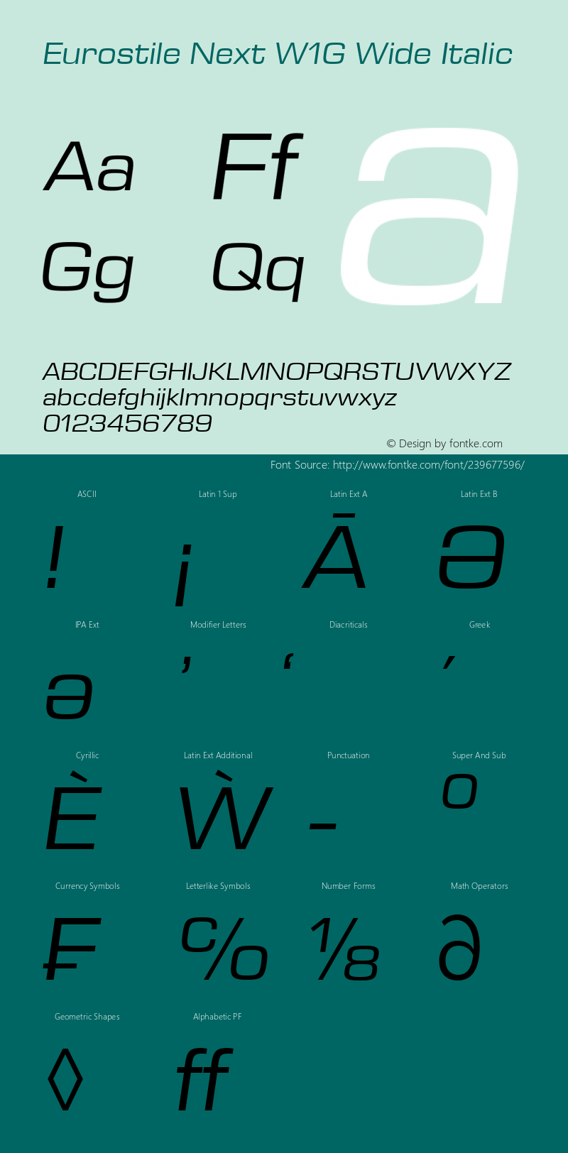 Eurostile Next W1G Wide Italic Version 1.00图片样张