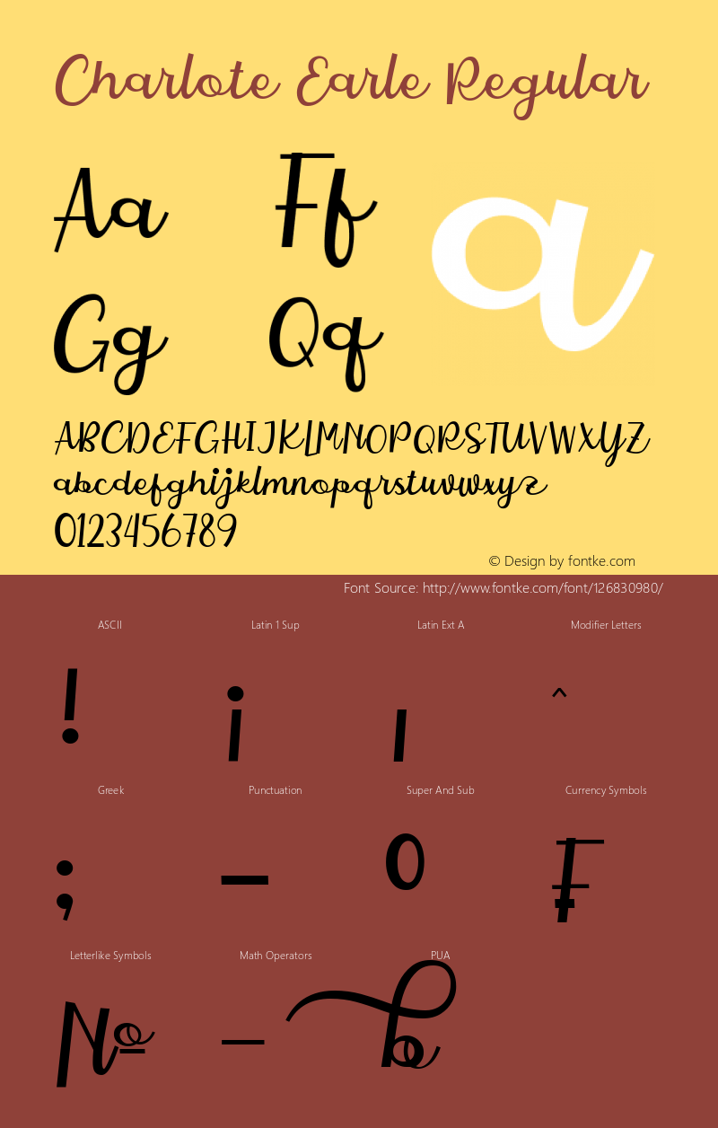 Charlote Earle Version 1.00;July 10, 2019 Font Sample