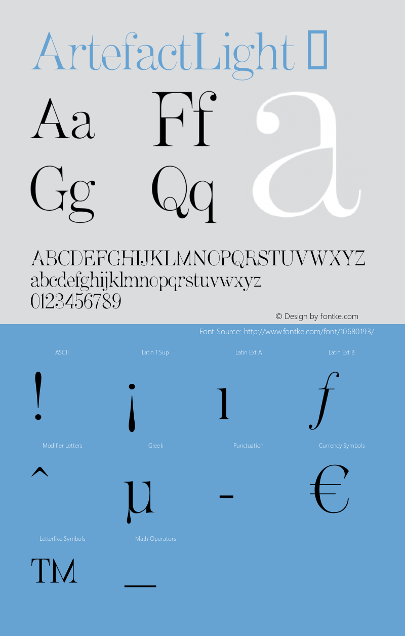 ArtefactLight ☞ Version 2.02;com.myfonts.shinn.artefact.light.wfkit2.Bg9 Font Sample