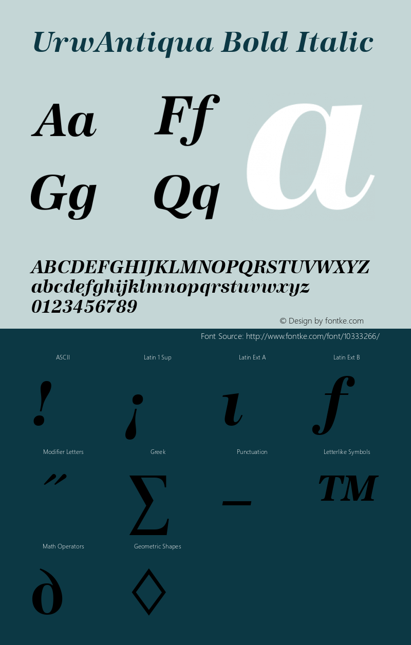 UrwAntiqua Bold Italic Altsys Fontographer 3.5  4/10/93 Font Sample