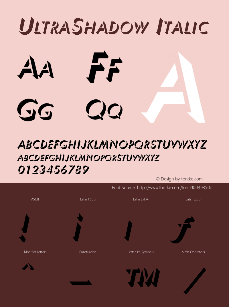 UltraShadow Italic W.S.I. Int'l v1.1 for GSP: 6/20/95 Font Sample