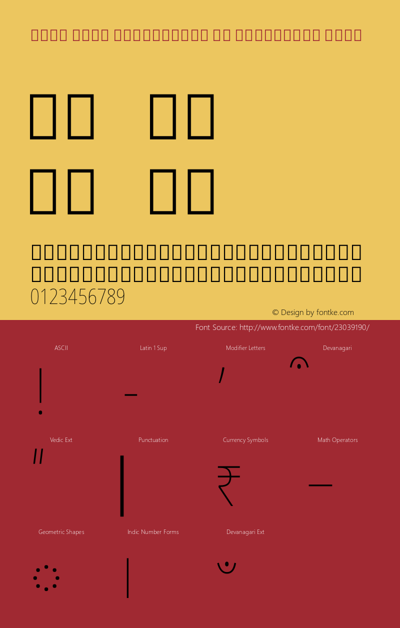 Noto Sans Devanagari UI Condensed Thin Version 1.902 Font Sample