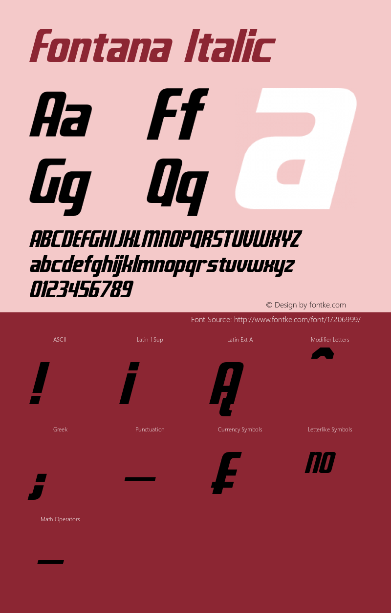 Fontana Italic Version 1.10 June 2, 2016 Font Sample