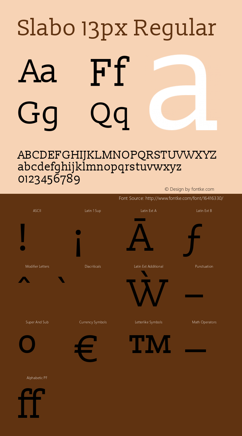 Slabo 13px Regular Version 1.02 Build 005a Font Sample