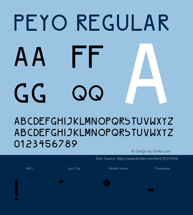 Peyo Regular Version 1.000 Font Sample