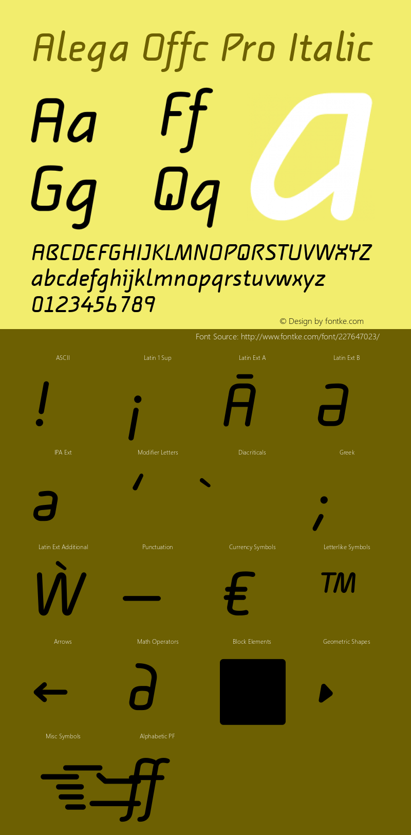 Alega Offc Pro Italic Version 7.504; 2009; Build 1020图片样张