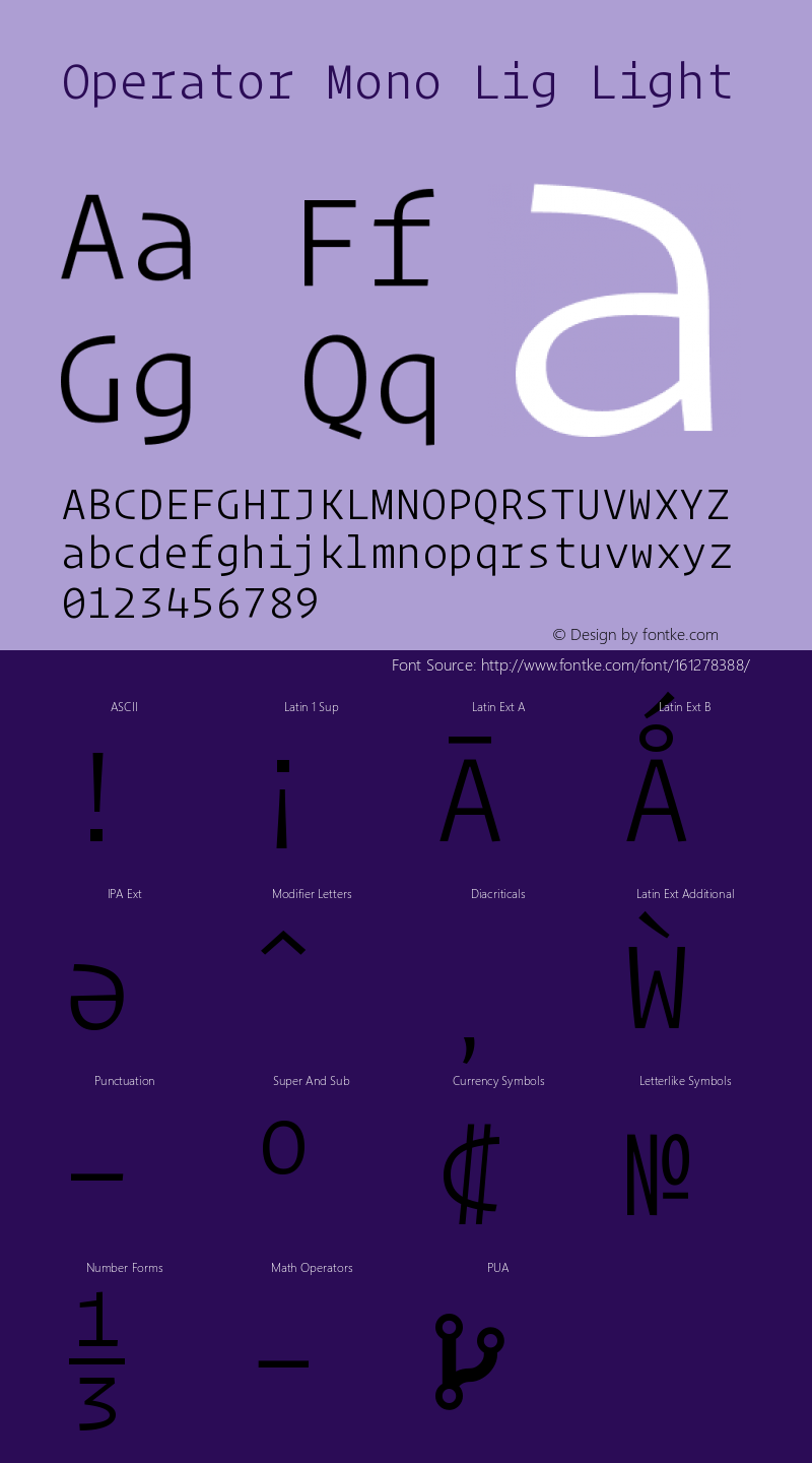 Operator Mono Lig Light Version 1.200 Font Sample