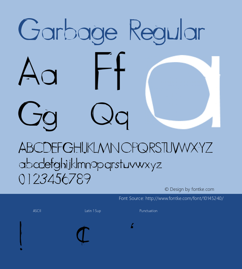 Garbage Regular Version 001.000 Font Sample