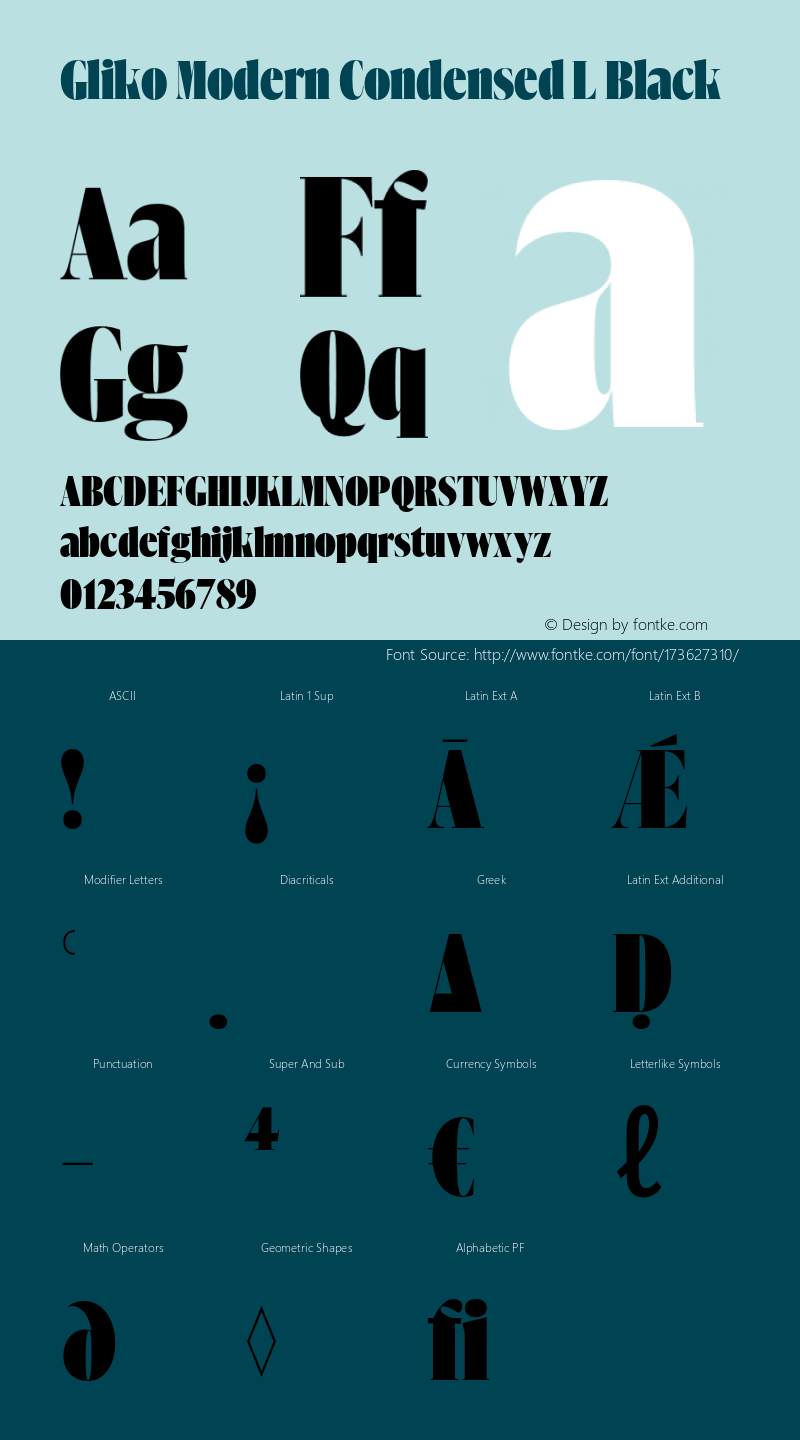 Gliko Modern Condensed L Black Version 2.000;hotconv 1.0.109;makeotfexe 2.5.65596图片样张