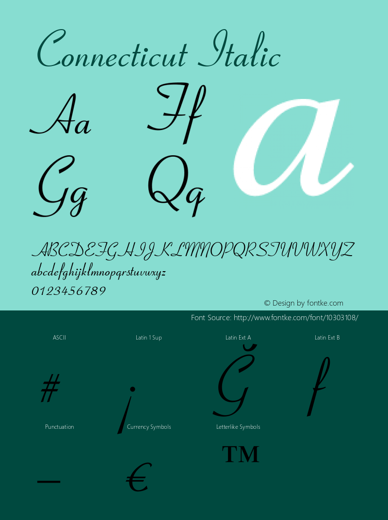 Connecticut Italic Version 3.00 Font Sample