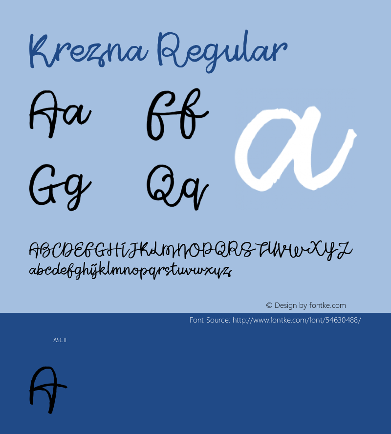 Krezna Version 1.00;January 31, 2020;FontCreator 11.5.0.2422 32-bit Font Sample