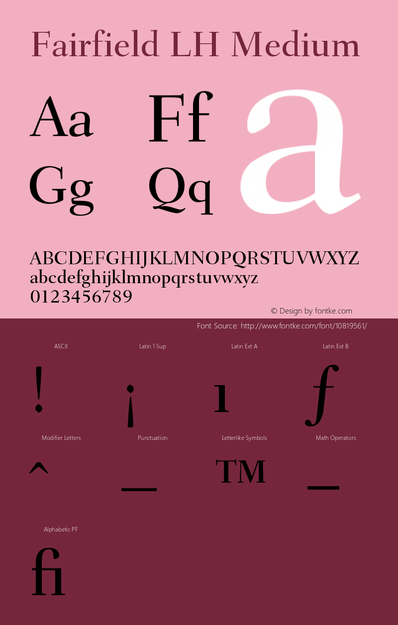 Fairfield LH Medium Version 001.002 Font Sample