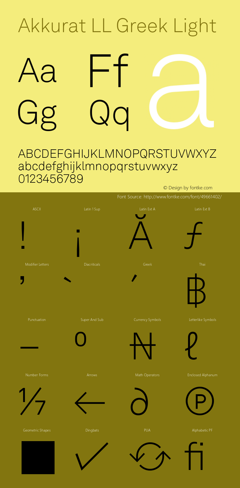 Akkurat LL Grk Light Version 3.000; build 0014 | wf-rip DC20190620 Font Sample