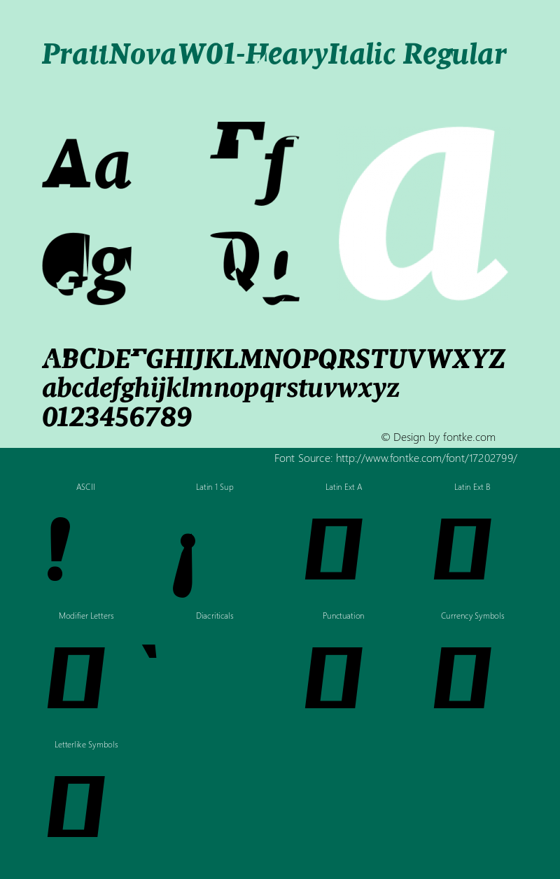 PrattNovaW01-HeavyItalic Regular Version 1.00 Font Sample