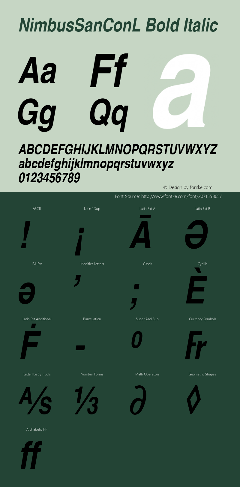 NimbusSanConL Bold Italic Version 1.00图片样张