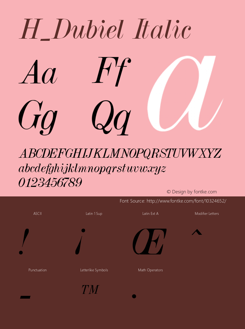 H_Dubiel Italic 1997.01.18 Font Sample