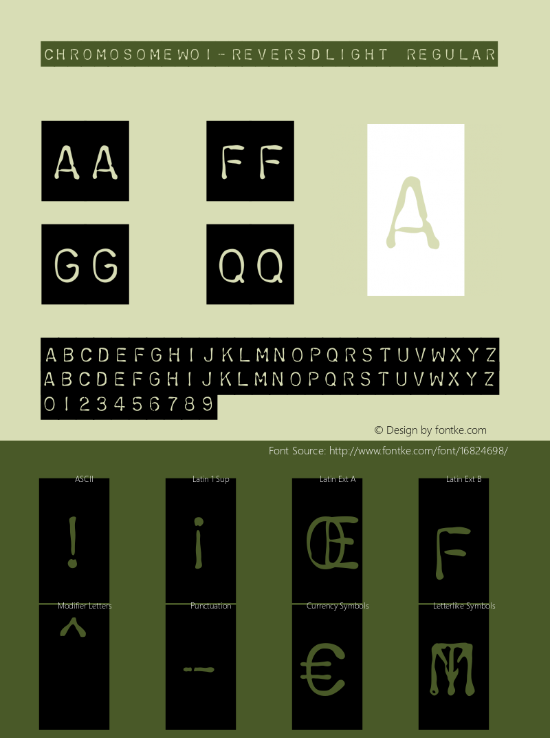 ChromosomeW01-ReversdLight Regular Version 1.00 Font Sample