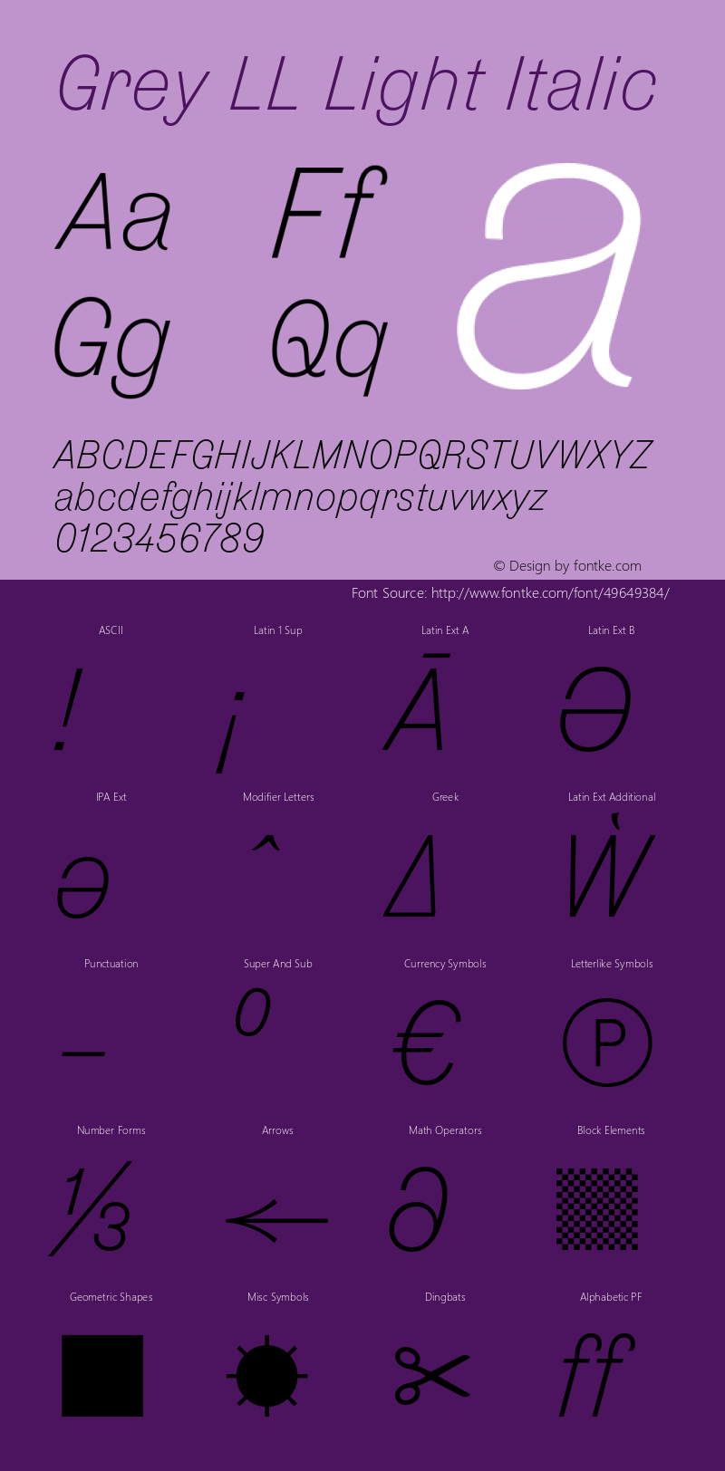 GreyLL-LightItalic Version 3.000; build 0008 | wf-rip DC20190305 Font Sample