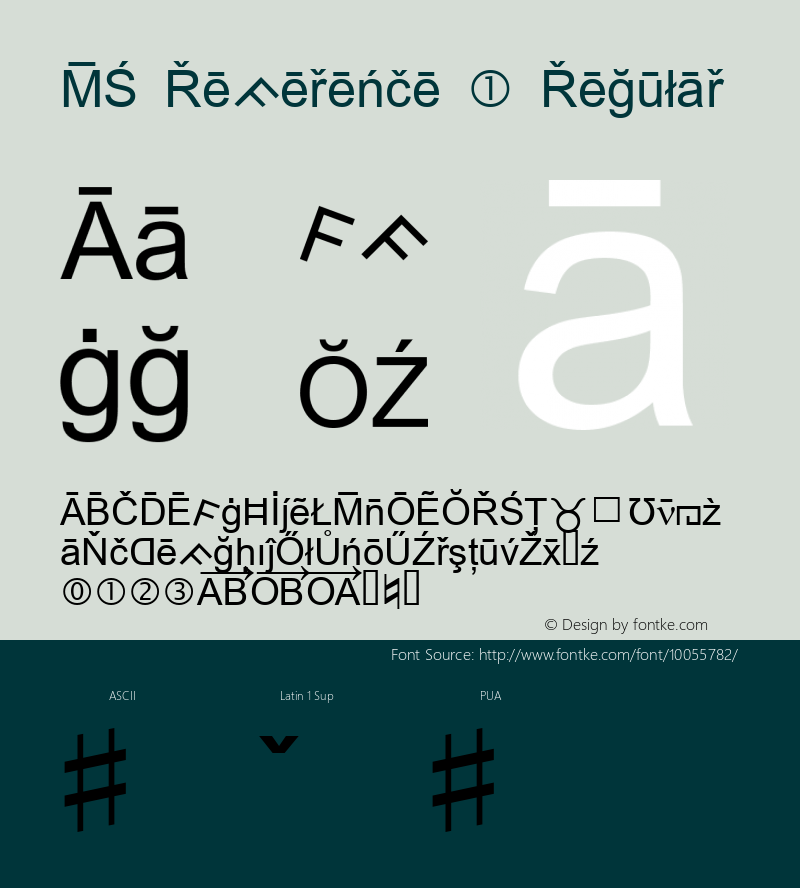 MS Reference 1 Regular Version 1.01 Font Sample