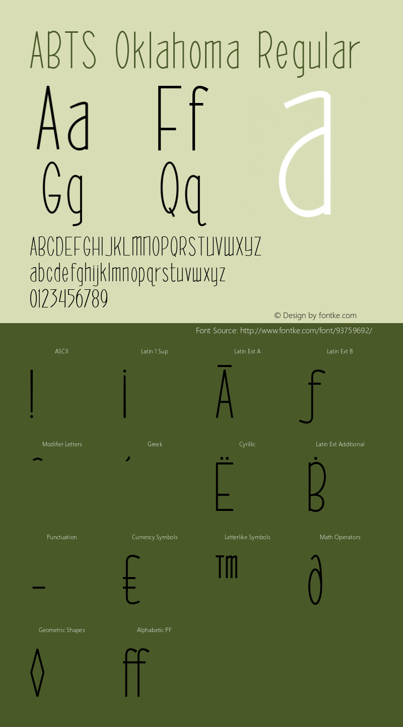 ABTS Oklahoma 1.000 Font Sample