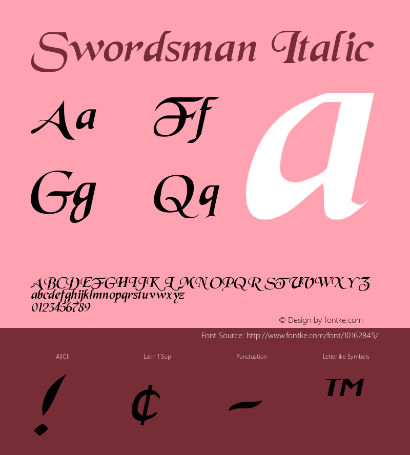 Swordsman Italic Rev. 003.000 Font Sample