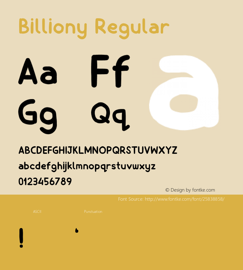 Billiony Version 01.0 Font Sample