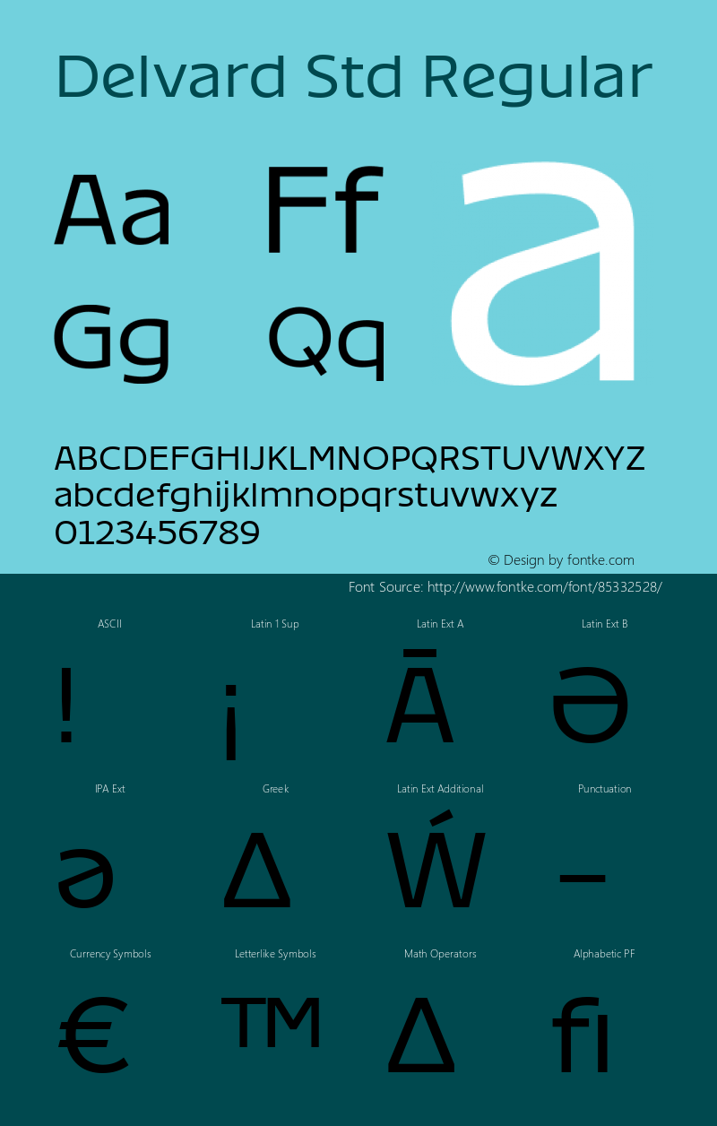 caf18f0879f53c7b - subset of Delvard Std Reg Version 5.0; 2010 Font Sample