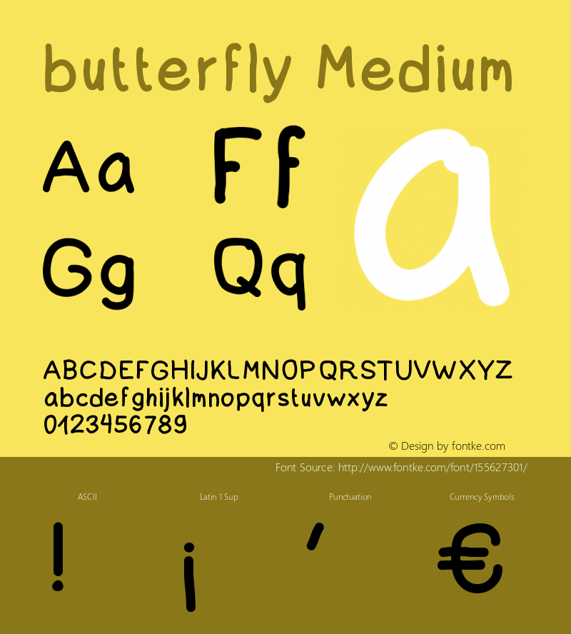 butterfly Version 001.000 Font Sample