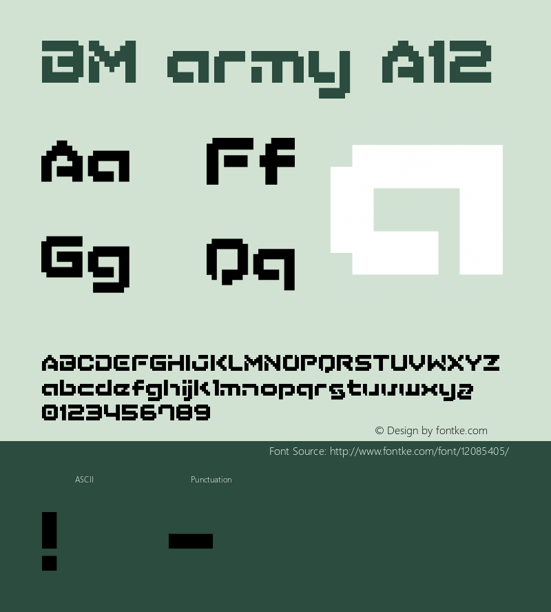 BM army A12 Macromedia Fontographer 4.1J 03.6.9 Font Sample