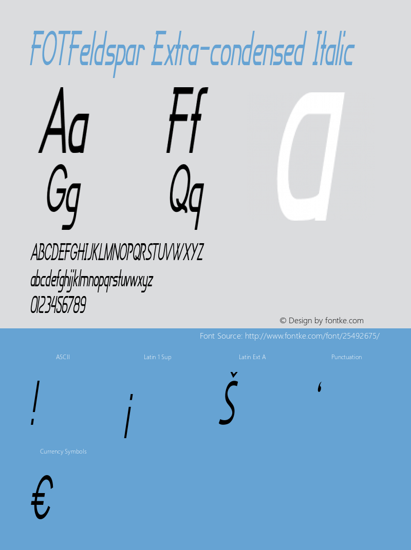 FOTFeldspar-ExtracondensedItalic Version 1.000 Font Sample