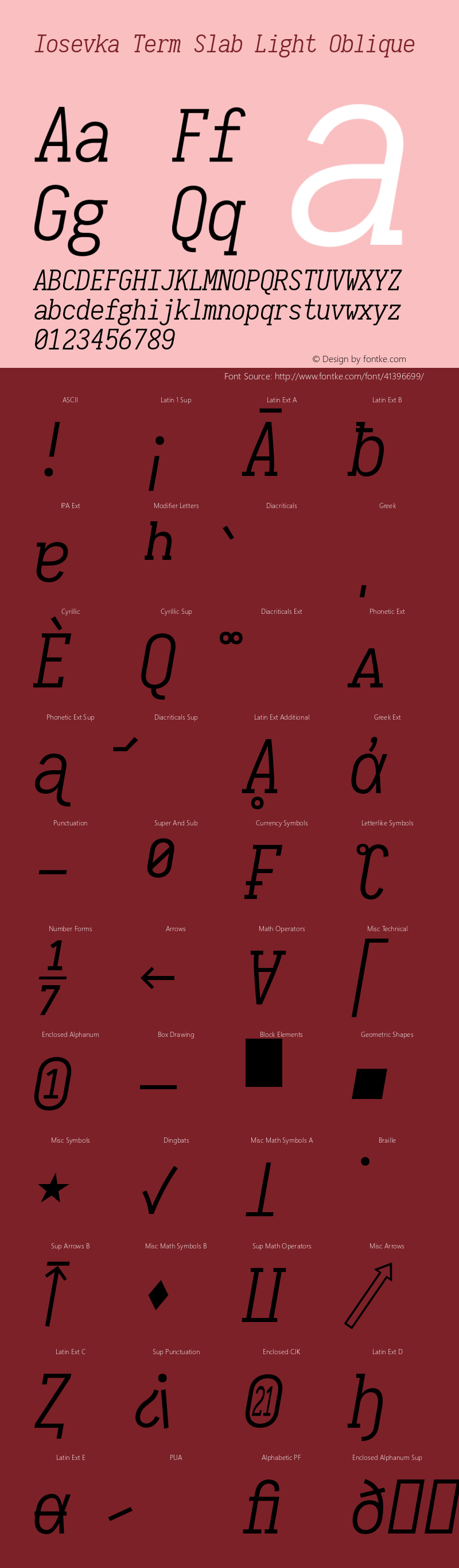 Iosevka Term Slab Light Oblique 2.3.1; ttfautohint (v1.8.3) Font Sample