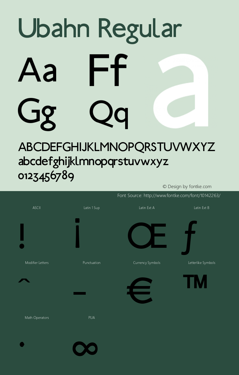 Ubahn Regular 1.1 2004-01-09 Font Sample