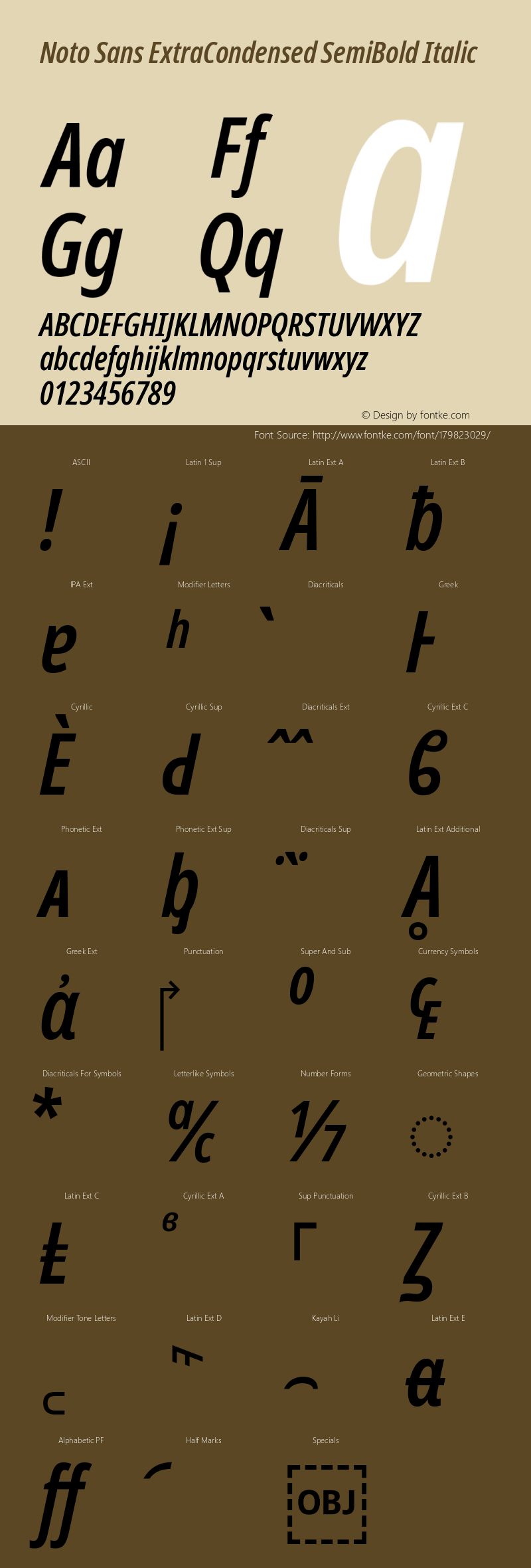 Noto Sans ExtraCondensed SemiBold Italic Version 2.001; ttfautohint (v1.8.2)图片样张