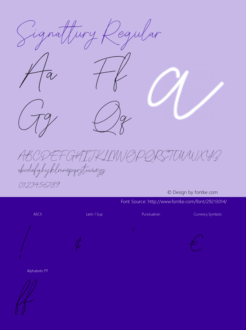 Signattury  Font Sample