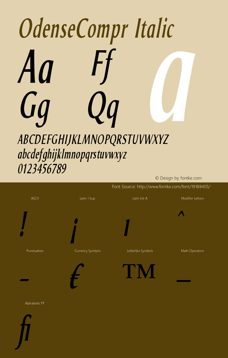 OdenseCompr-Italic Version 005.000 Font Sample