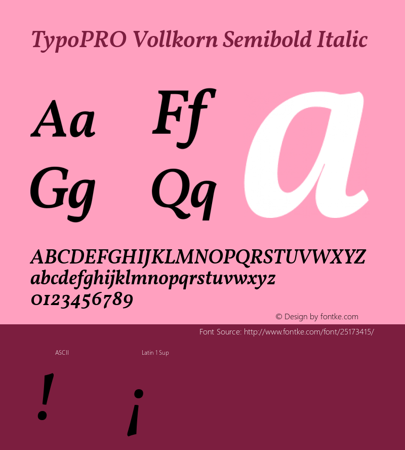 TypoPRO Vollkorn Semibold Italic Version 4.015 Font Sample