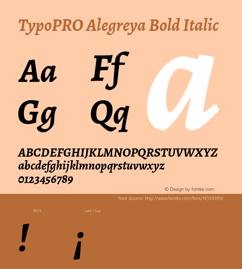 TypoPRO Alegreya Bold Italic Version 1.003 Font Sample