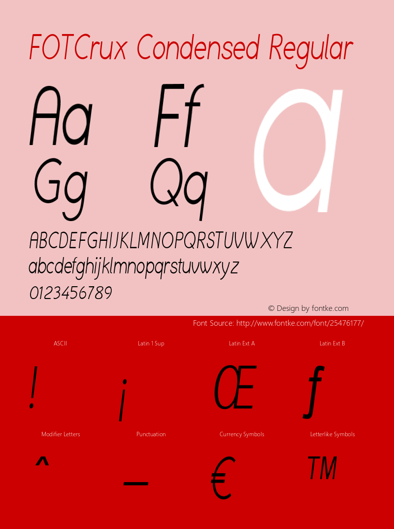 FOTCrux-CondensedRegular Version 1.000 Font Sample