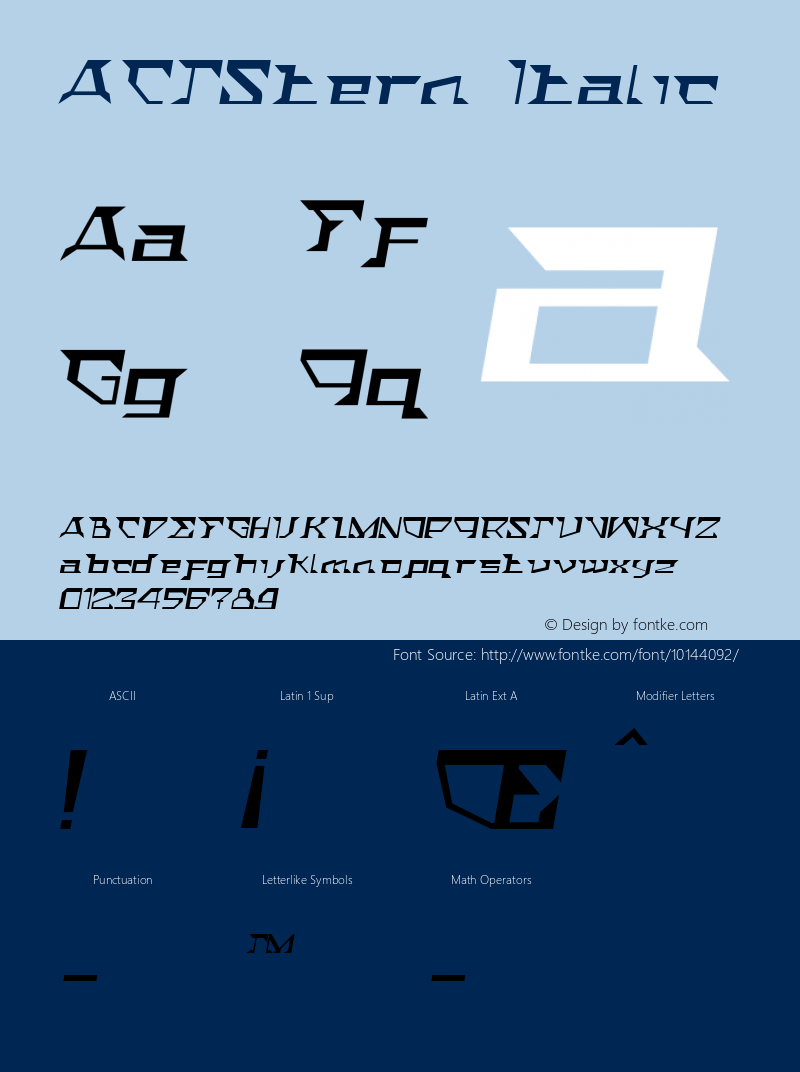 ACTStern Italic Macromedia Fontographer 4.1 11/12/2002 Font Sample